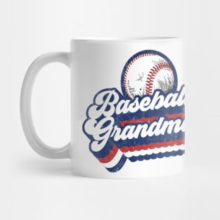 Retro Baseball Grandma Red White Blue Mug